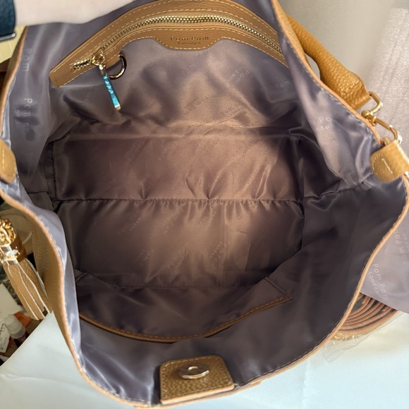 Pom Pom London Lambeth Leather Convertible Bucket Bag Maple Brown - Picture 10 of 16